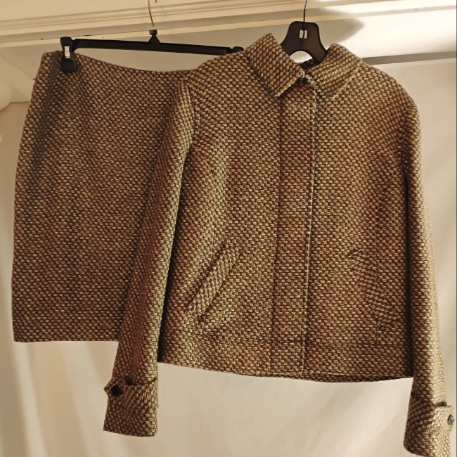 Ralph Lauren Basket Weave Metallic Jacket/Pencil Skirt Suit 12 Usa (Nwt)
